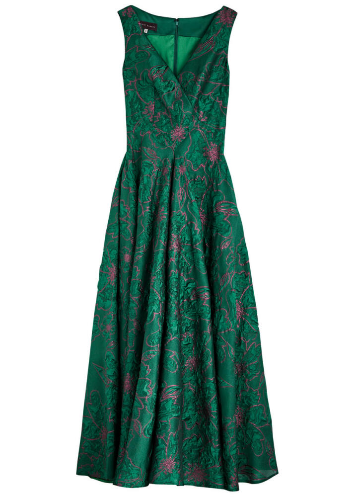 Talbot Runhof Metallic Cloqué-satin Gown - Dark Green Cover