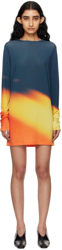 ISSEY MIYAKE Orange & Navy Light Leak Minidress Cover