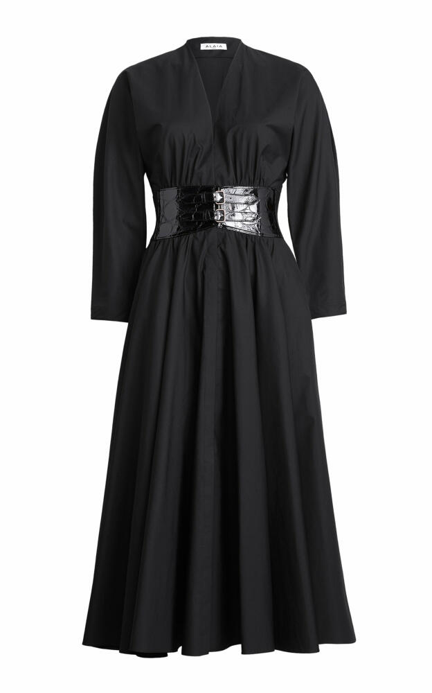 ALAA - Belted Cotton Midi Dress - Black Cover