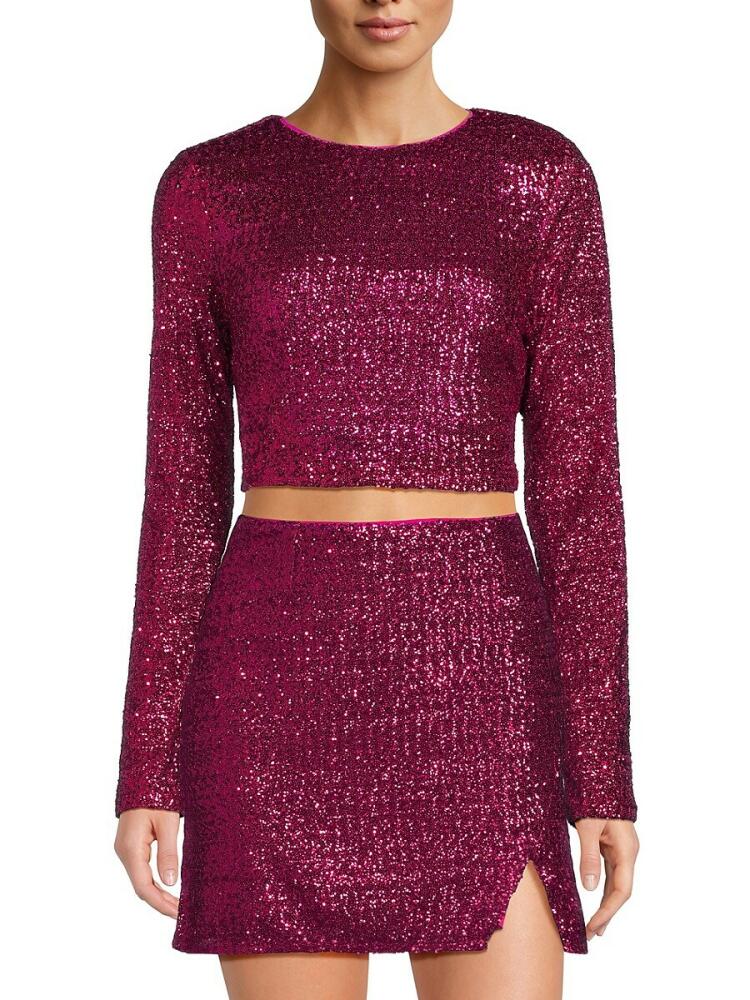 Walter Baker Women's Meralysse Sequin Crop Top - Magenta Cover