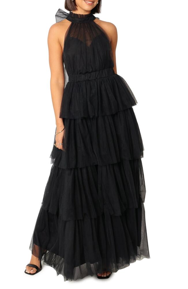 Petal & Pup Frances Halter Neck Tiered Tulle Gown in Black Cover