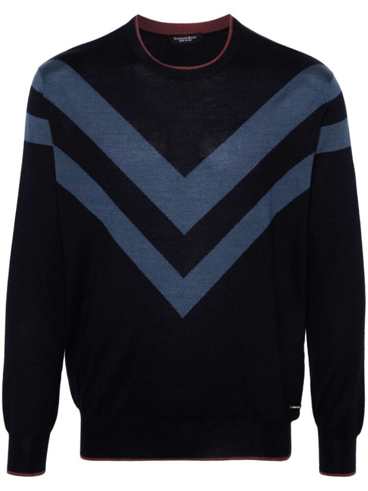 Stefano Ricci stripe-detailing knitted jumper - Blue Cover