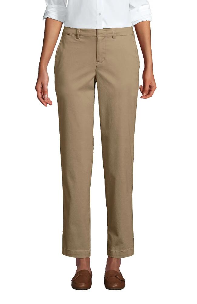 Lands' End Mid Rise Classic Straight Leg Chino Ankle Pants in Desert Tan Cover