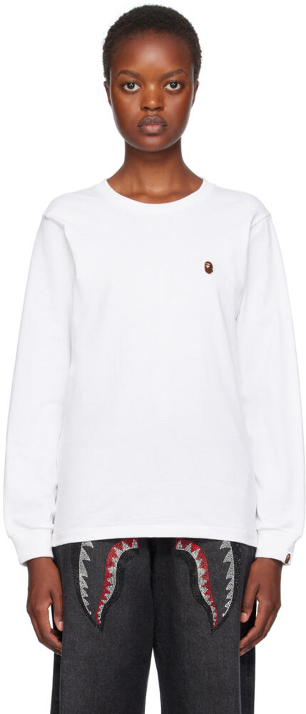 BAPE White 'Ape Head' One Point Long Sleeve T-Shirt Cover