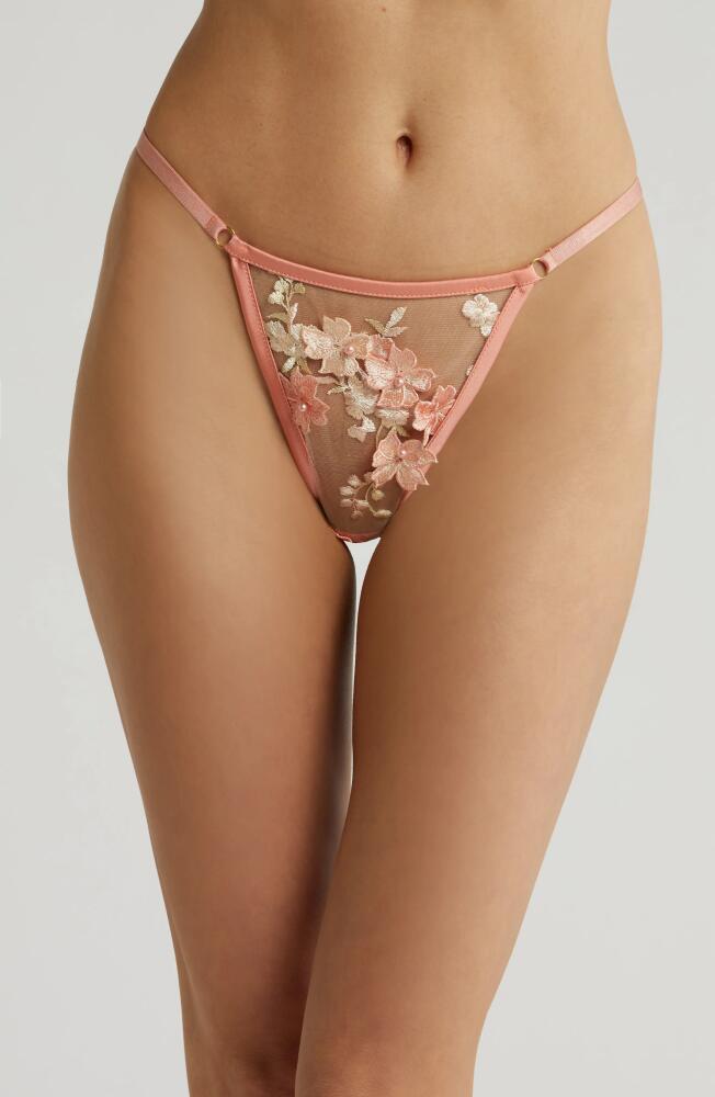 KILO BRAVA Embroidered Mesh G-String in Peachy Pink Cover