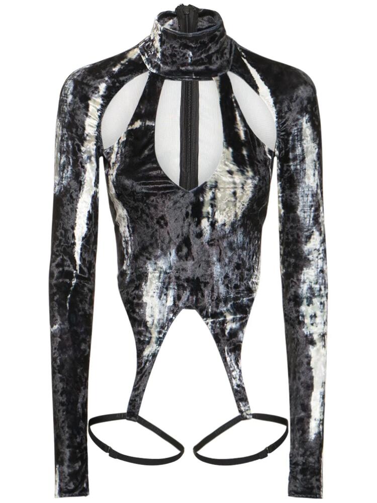 ALESSANDRO VIGILANTE Printed Velvet Top W/ Suspenders Cover