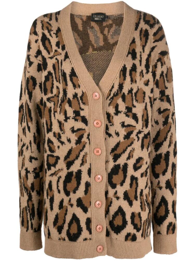 Joshua Sanders leopard-intarsia V-neck cardigan - Brown Cover