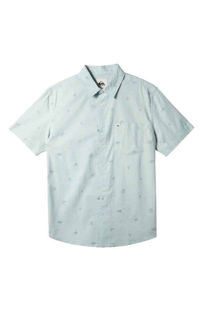 Quiksilver Apero Floral Short Sleeve Button-Up Shirt in Winter Sky Apero Cover