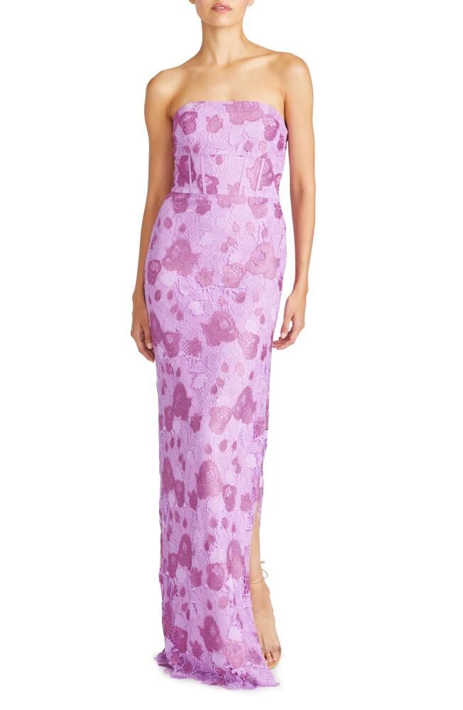 ML Monique Lhuillier Justine Lace Strapless Gown in Lilac Pearl Cover