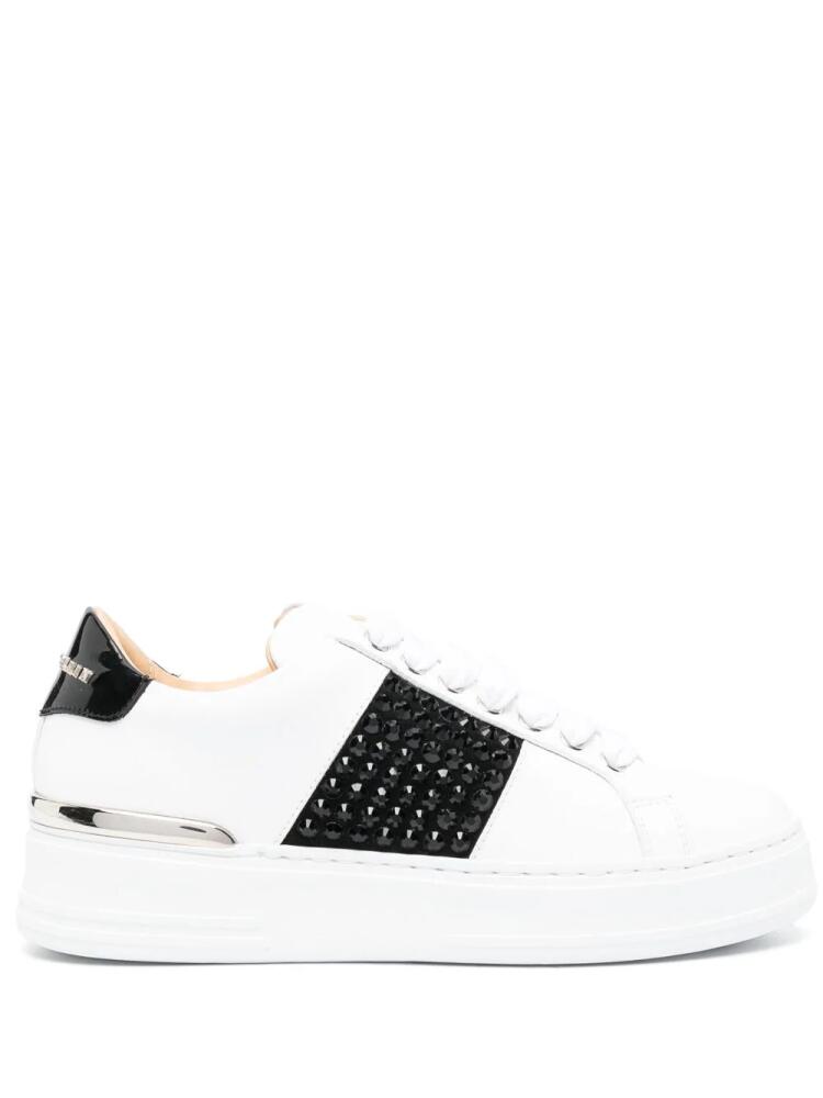 Philipp Plein logo-lettering leather sneakers - White Cover