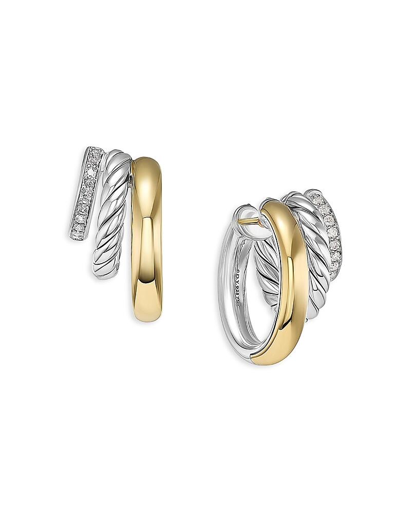 David Yurman Dy Mercer Multi Hoop Earrings in Sterling Silver with 18K Yellow Gold and Diamonds, 21mm Cover