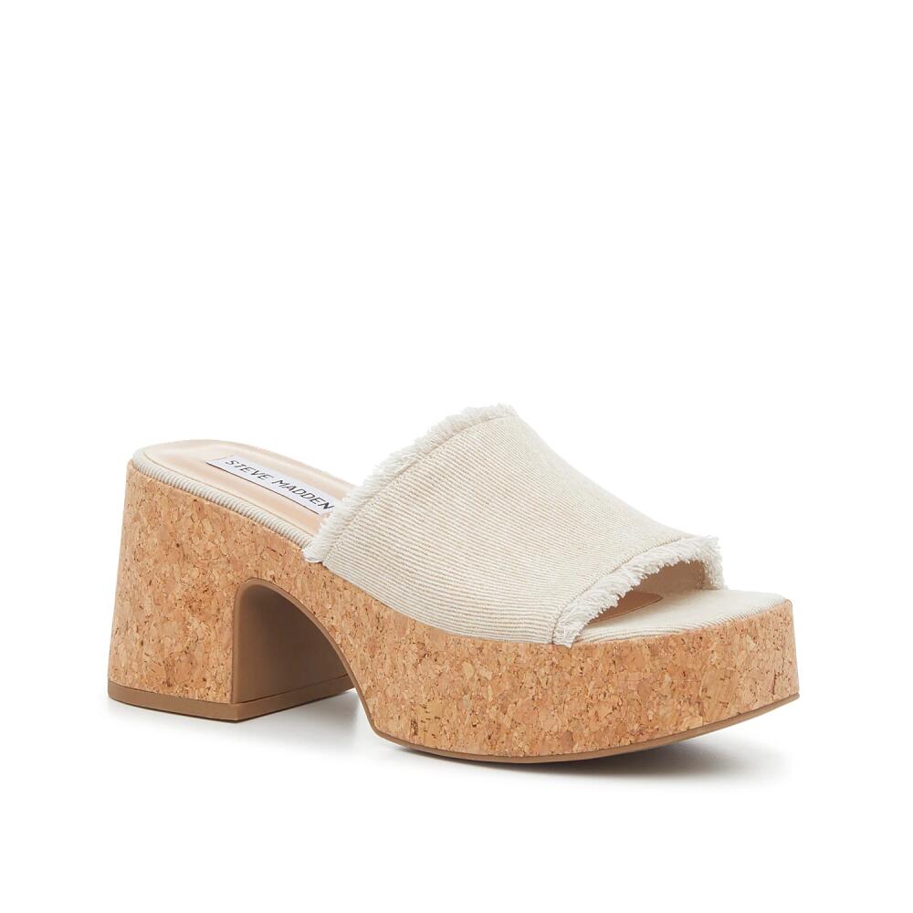 Steve Madden Canary Platform Sandal | Women's | Cream Beige Fabric Cover