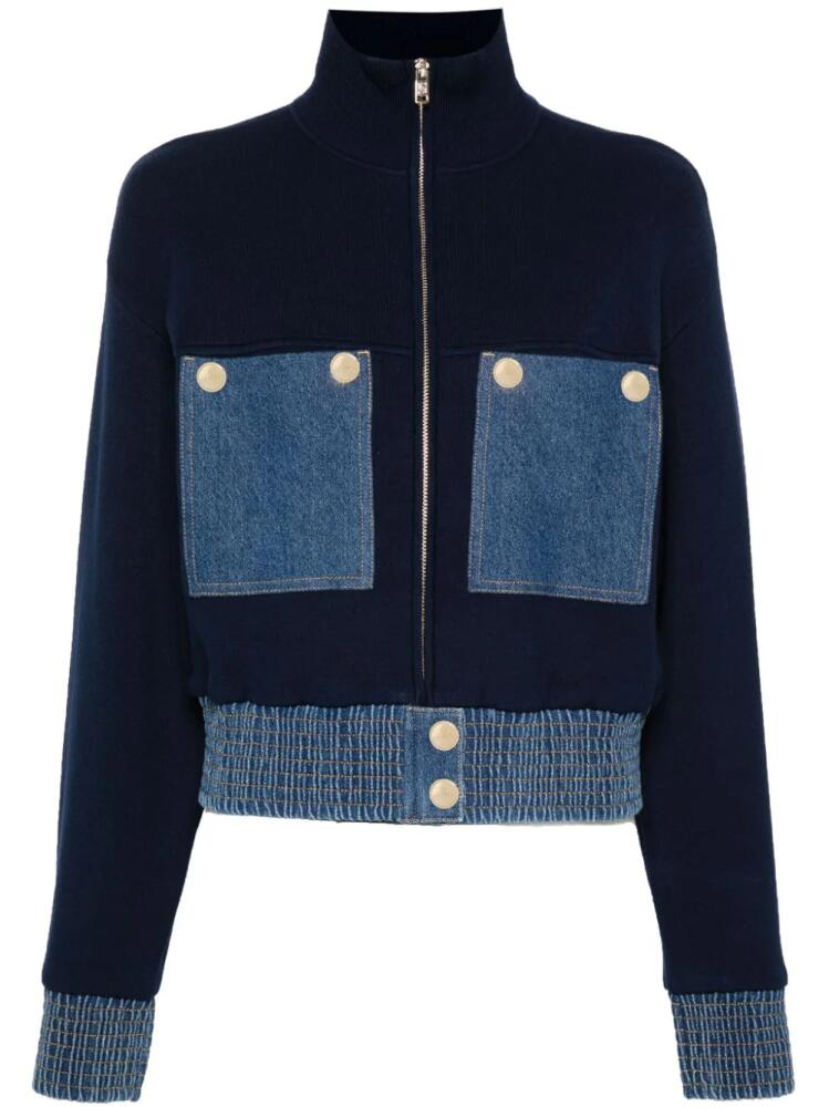 SANDRO panelled bomber jacket - Blue Cover