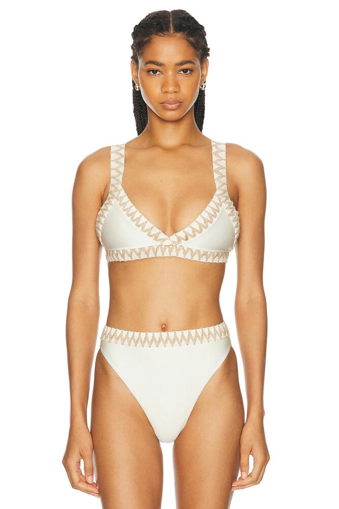 PatBO Jute Trim Bikini Top in Ivory Cover