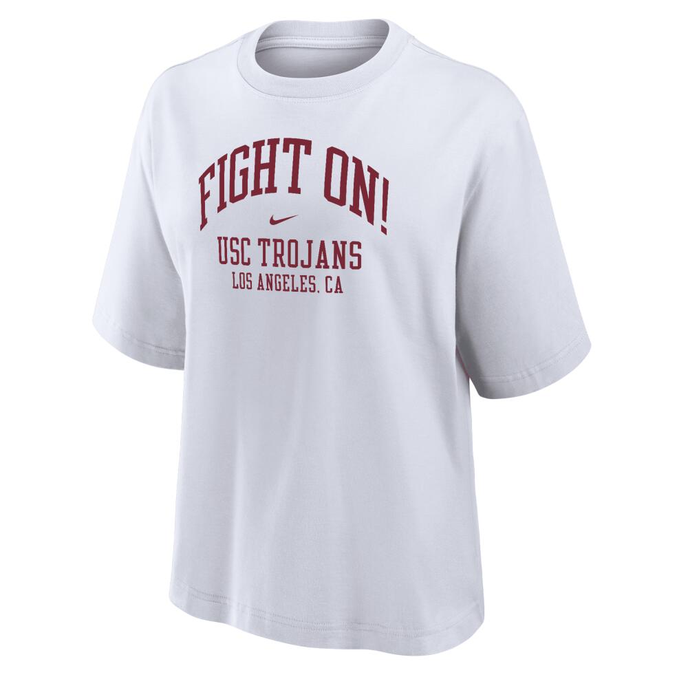 USC Nike Women's College Boxy T-Shirt in White Cover