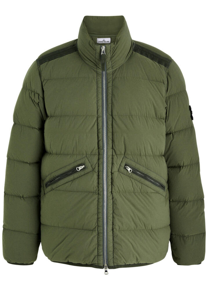 Stone Island Logo Quilted Shell Jacket - Green Cover