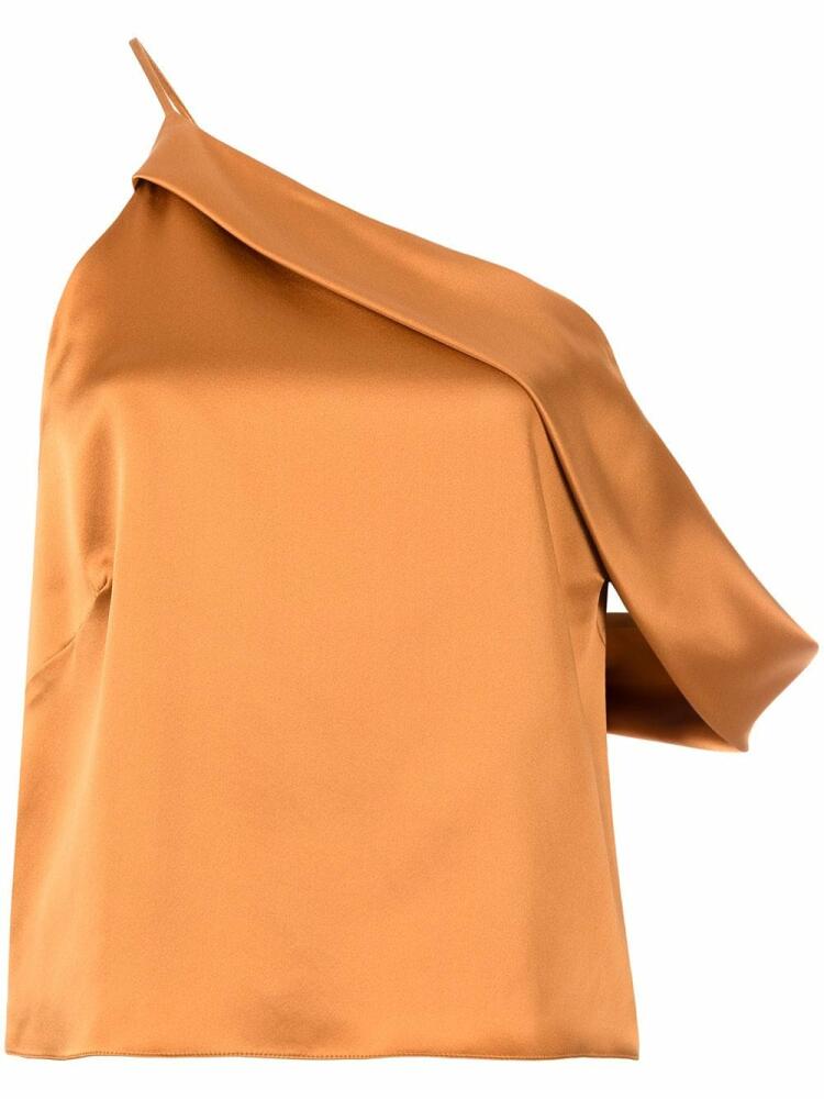 Michelle Mason draped cowl asymmetrical top - Orange Cover