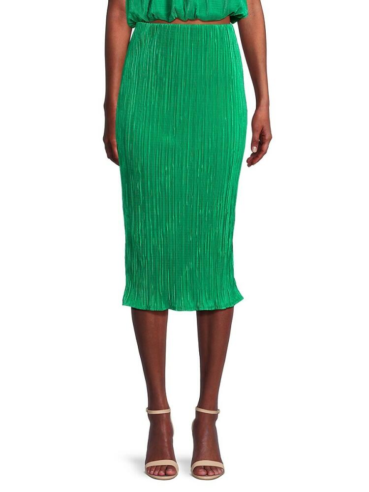 Renee C. Women's Plisse Midi Pencil Skirt - Emerald Green Cover