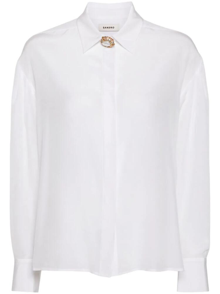 SANDRO long-sleeve silk shirt - White Cover