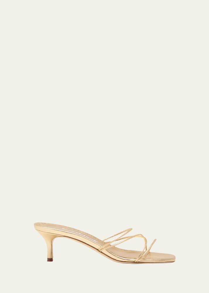 Manolo Blahnik Strappy Metallic Leather Slide Sandals Cover