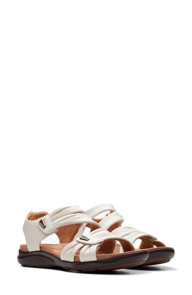 Clarks(r) Kitly Ave Sandal in Off White Leather Cover