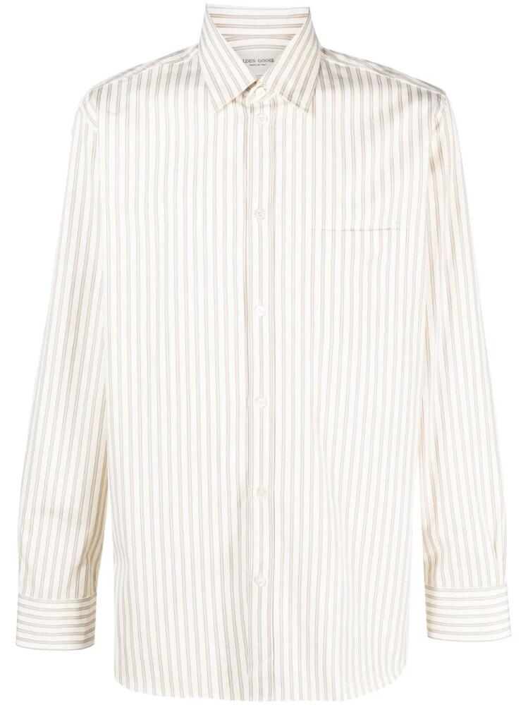 Golden Goose striped cotton button-up shirt - Neutrals Cover