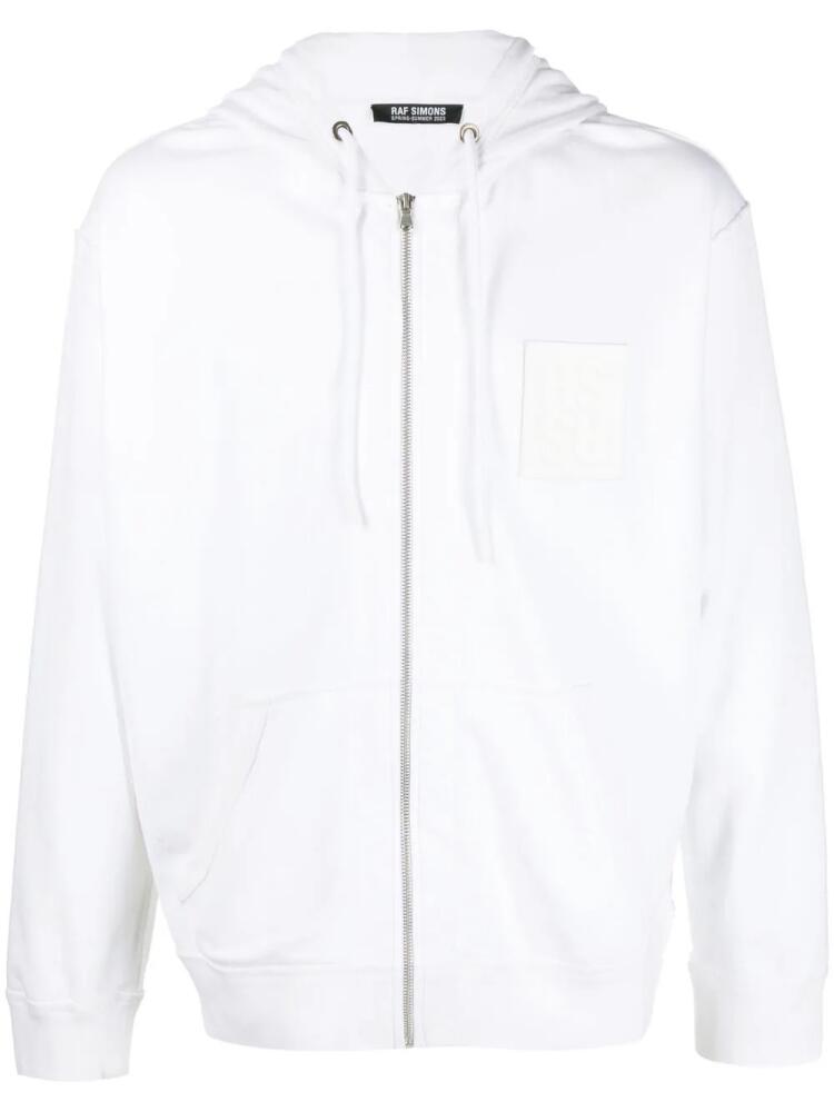 Raf Simons logo-patch zip-up hoodie - White Cover