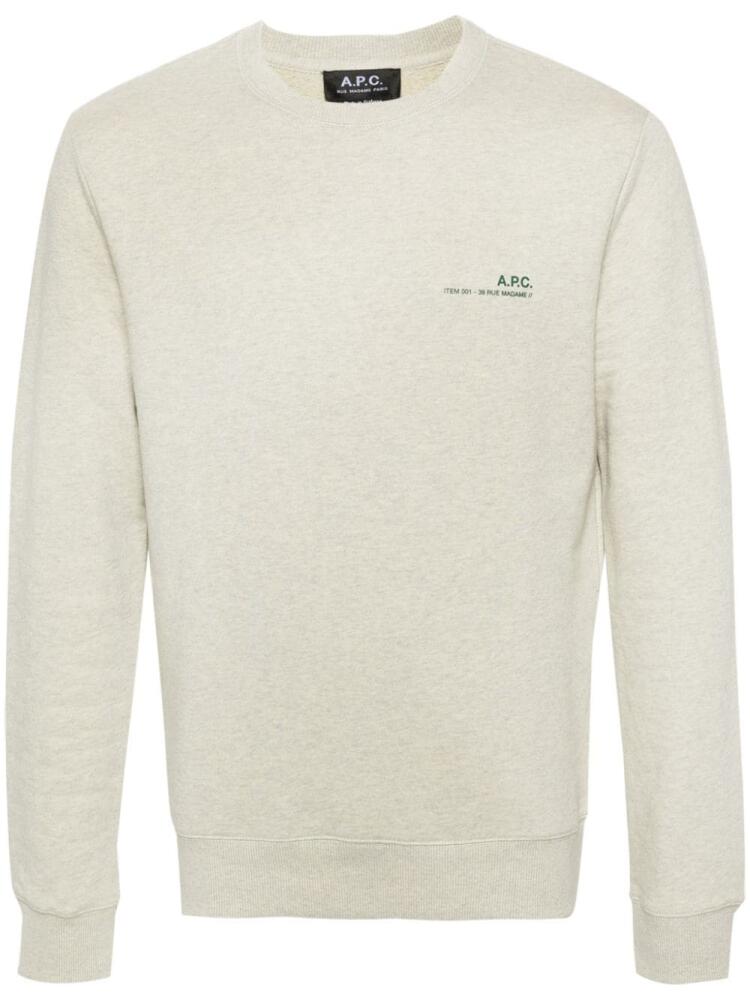 A.P.C. logo-printed mélange sweatshirt - Green Cover