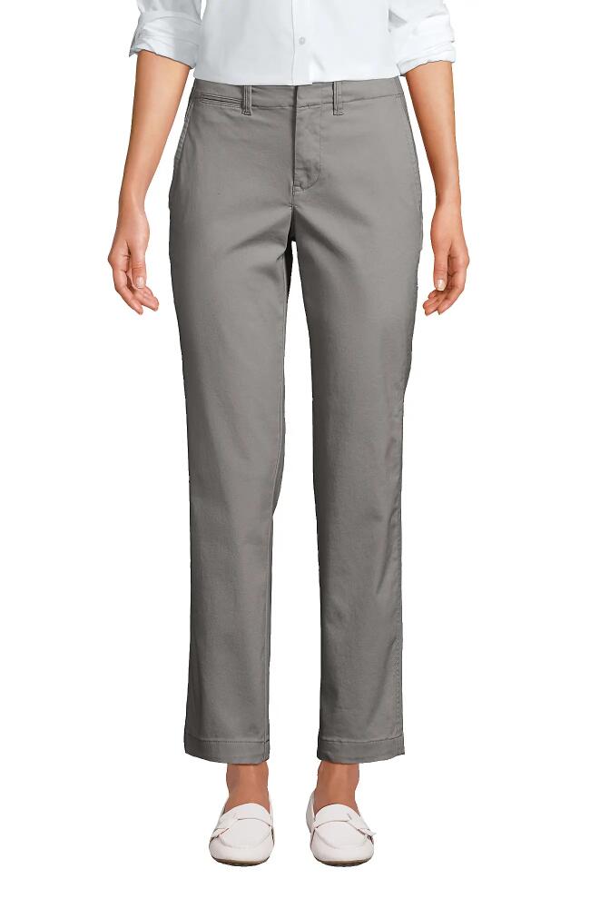 Lands' End Mid Rise Classic Straight Leg Chino Ankle Pants in Cameo Gray Cover