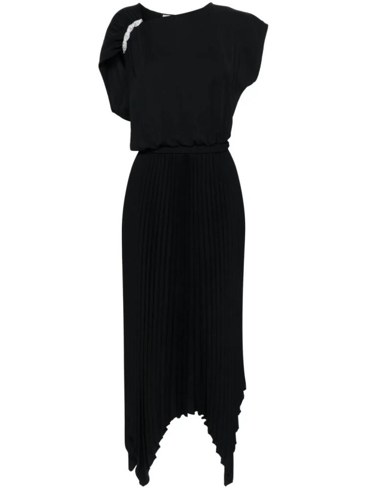 NISSA asymmetric pleated maxi dress - Black Cover