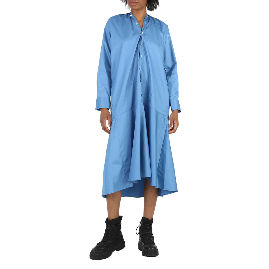 MM6 Maison Margiela Ladies Prussian Blue Asymmetric Cotton Shirt Dress Cover