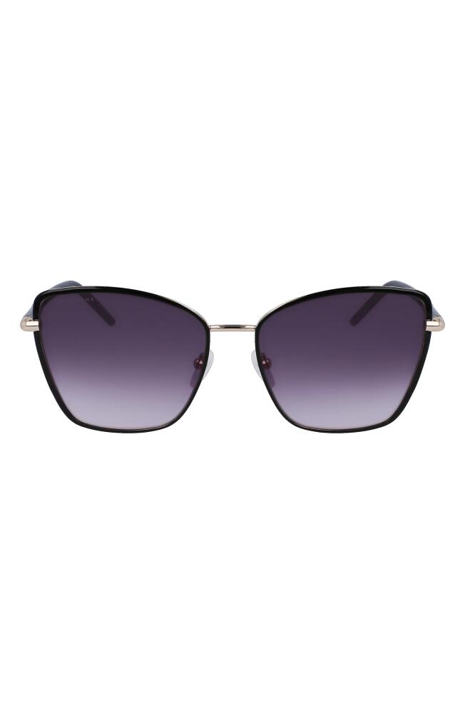 Longchamp 58mm Gradient Butterfly Sunglasses in Black/Gradient Smoke Cover