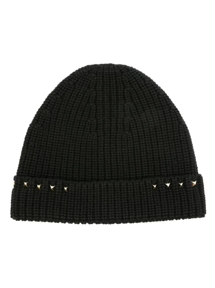 Valentino Garavani Rockstud virgin wool beanie - Black Cover