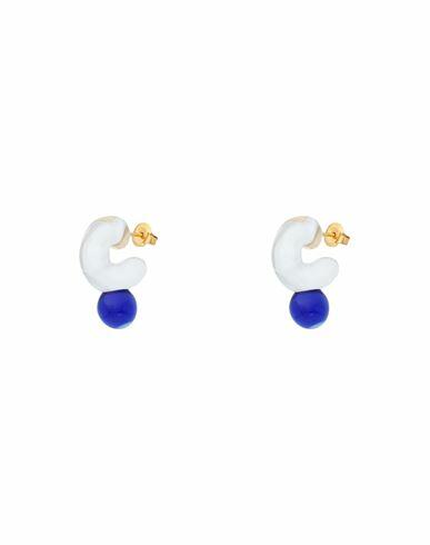 Levens Jewels Drop Mini Hoops Woman Earrings Blue Borosilicate glass, Brass Cover