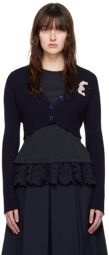 Erdem Navy Cropped Cardigan Cover