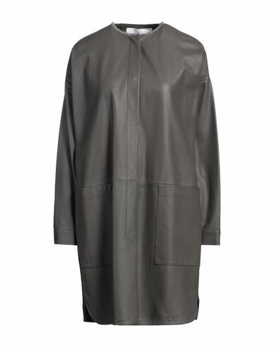 Fabiana Filippi Woman Overcoat & Trench Coat Lead Leather, Virgin Wool, Ecobrass Cover