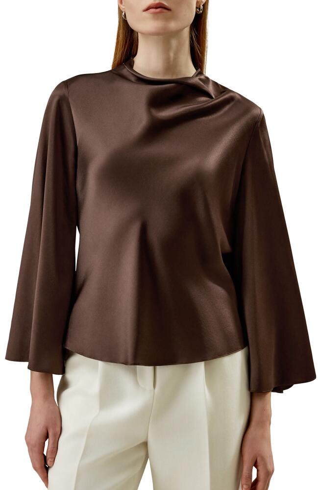 Lilysilk Bell Sleeves Minimalist Silk Top in Dark Brown Cover