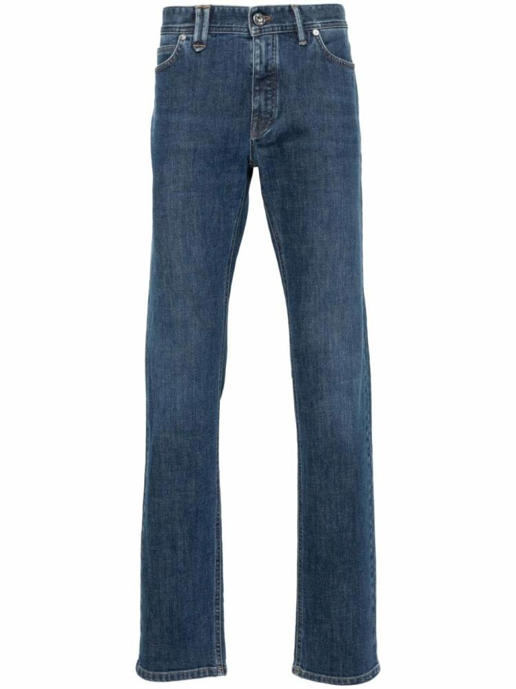 Brioni logo-plaque low-rise jeans - Blue Cover