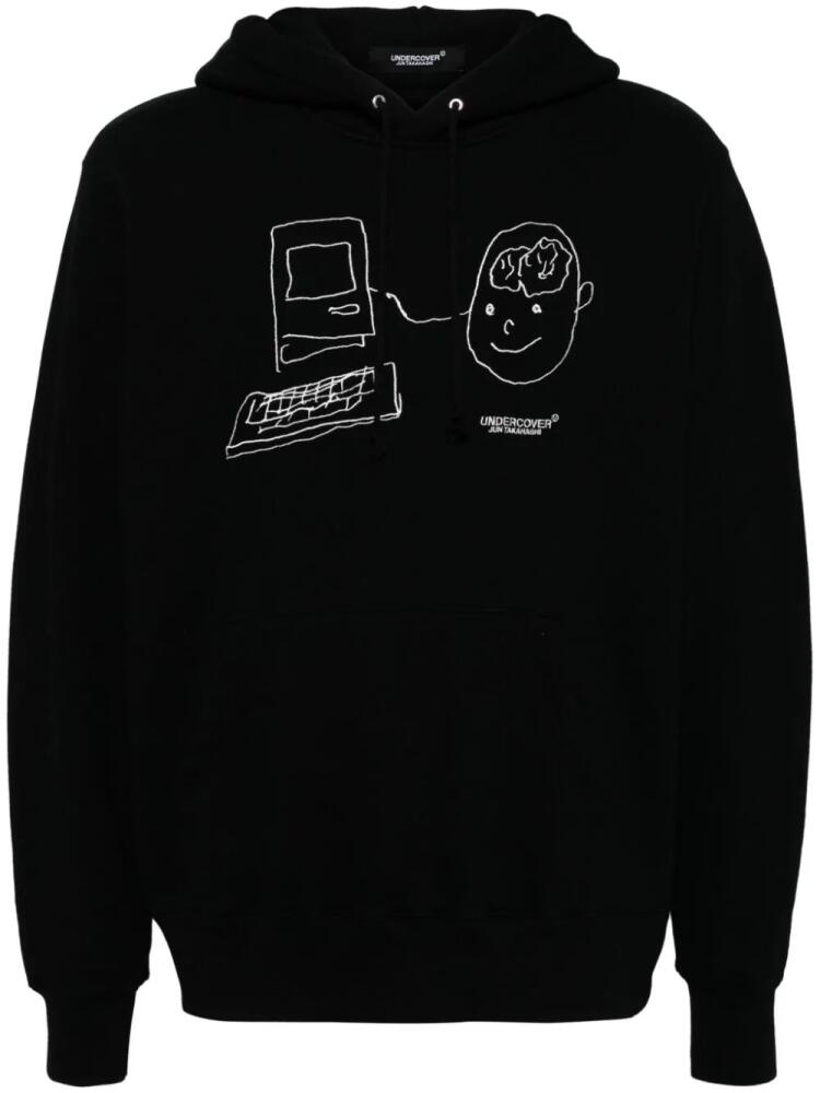 Undercover embroidered cotton hoodie - Black Cover