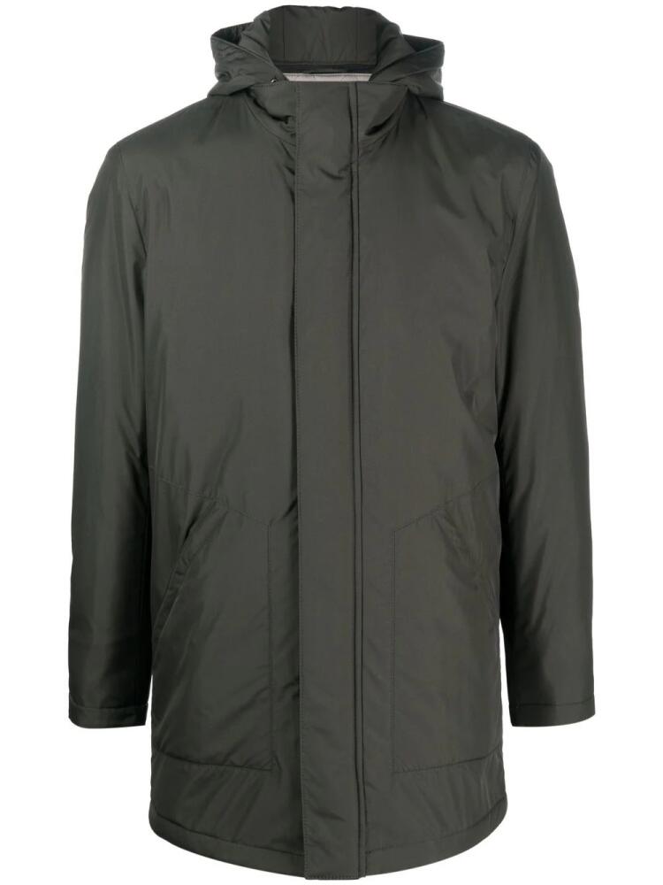 Corneliani zip-fasten hooded coat - Green Cover