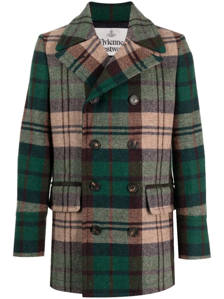 Vivienne Westwood tartan-check virgin wool double-breasted coat - Green Cover