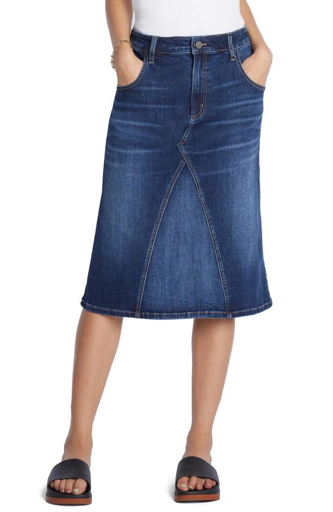 Wash Lab Denim Pieced Denim Midi Skirt in Sea Blue Cover