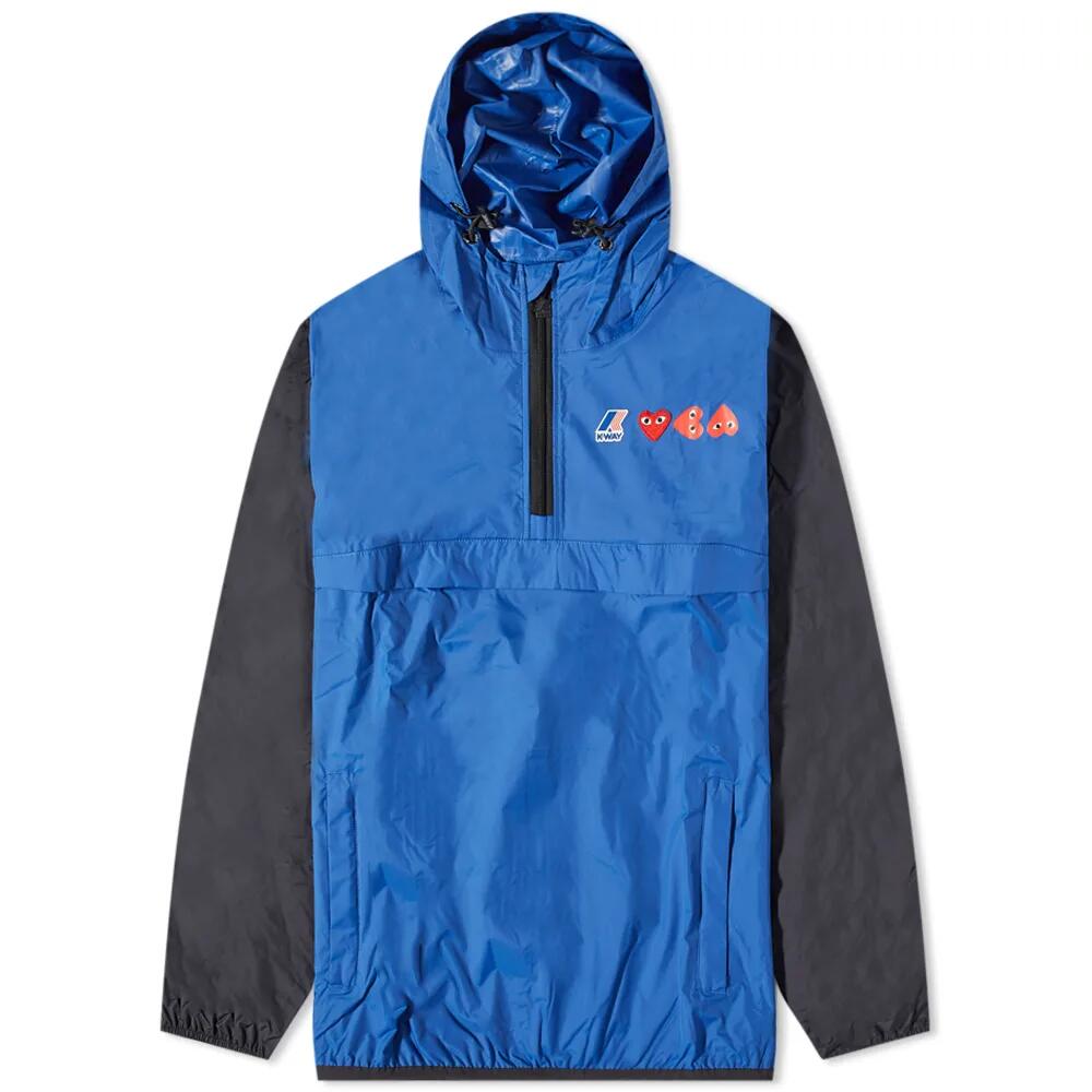 Comme des Garçons Play Men's x K-Way Half Zip Block Colour Jacket in Blue/Black Cover