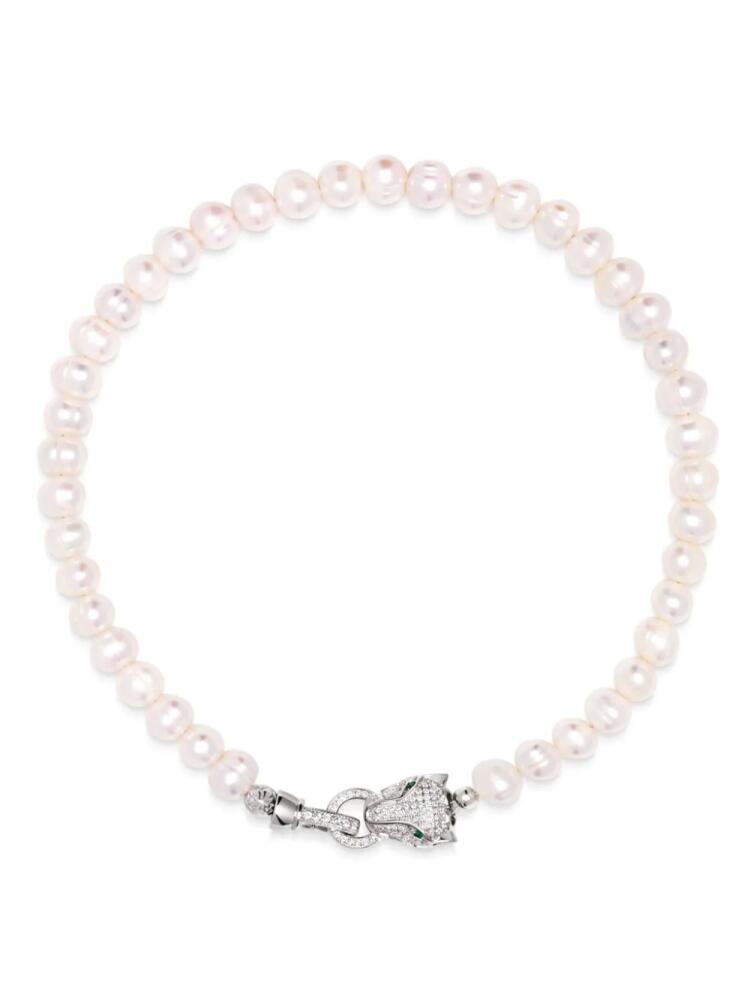 Nialaya Jewelry crystal-embellished pearl choker necklace - White Cover