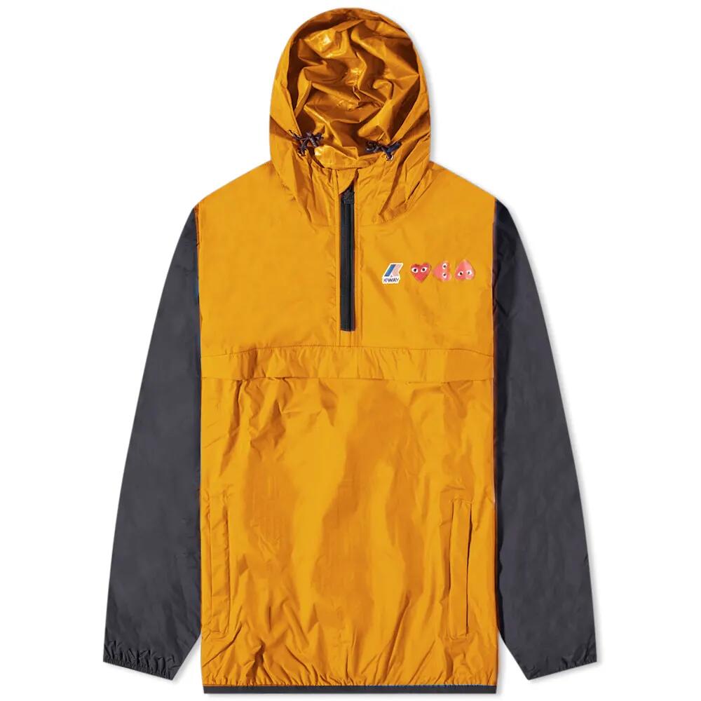 Comme des Garçons Play Men's x K-Way Half Zip Block Colour Jacket in Orange/Black Cover