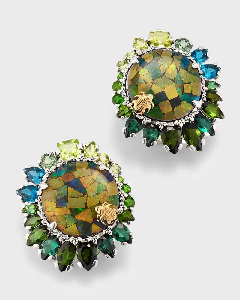 Stephen Dweck Opal Mosaic Earrings with Graduating Gemstone Halo Cover