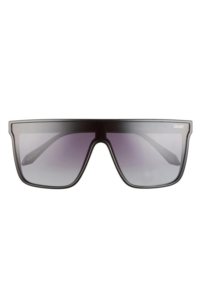 QUAY Nightfall 52mm Polarized Oversize Shield Sunglasses in Black/Smoke Polarized Cover