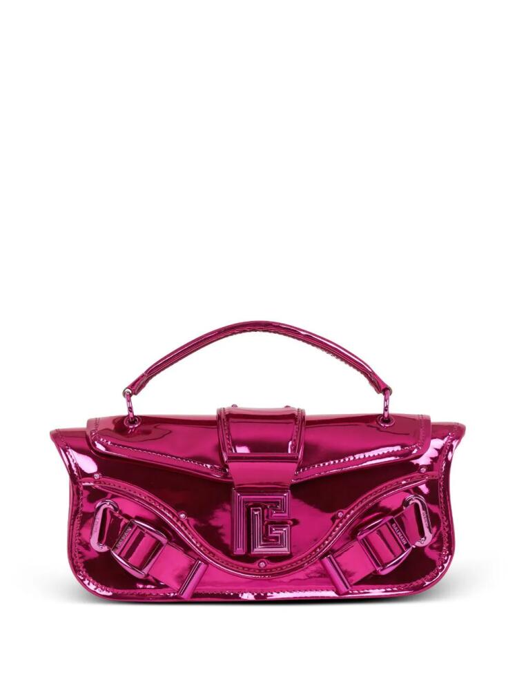 Balmain Blaze metallic leather clutch bag - Pink Cover