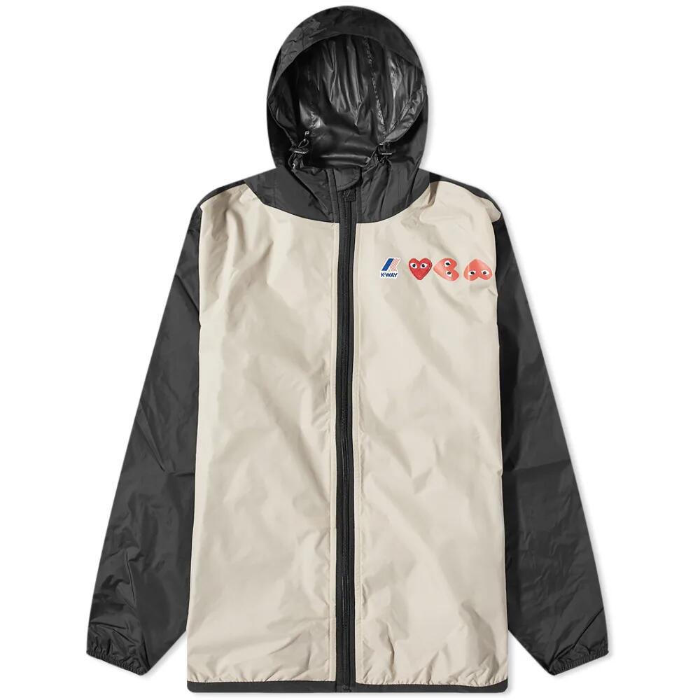 Comme des Garçons Play Men's x K-Way Full Zip Block Colour Jacket in Beige/Black Cover