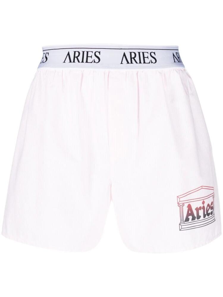 Aries logo-print striped track shorts - Pink Cover